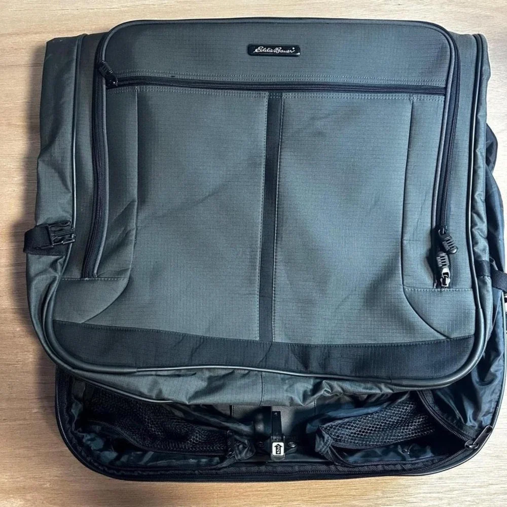 Eddie Bauer Garment Bag Luggage Carry On Travel Suitcase black gray